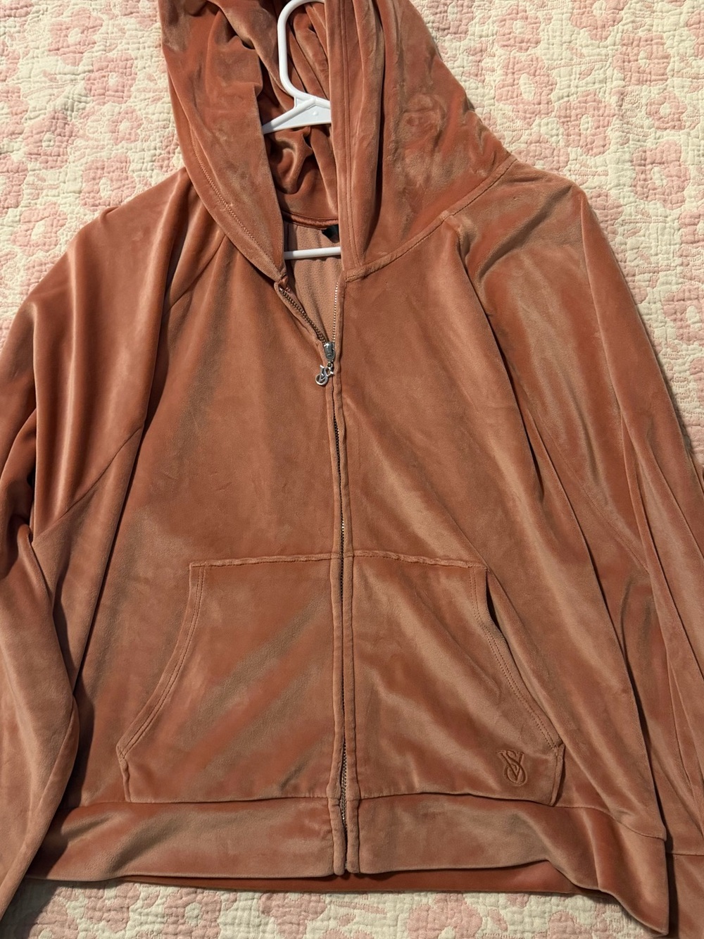 Victoria's Secret Velvet Hooded Zip Jacket - Rose Clay